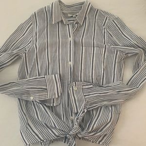 Madewell Button Down Stripe Top Tie Front Small
